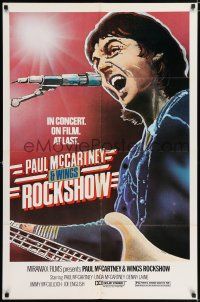 4t682 PAUL MCCARTNEY & WINGS ROCKSHOW 1sh '80 art of him playing guitar & singing by Kozlowski!