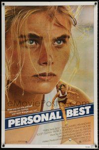4t685 PERSONAL BEST 1sh '82 great close-up of athletic determined Mariel Hemingway!