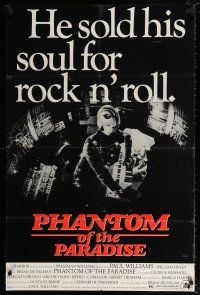 4t689 PHANTOM OF THE PARADISE studio style B 1sh '74 De Palma, he sold his soul for rock n' roll!