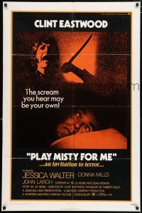 4t697 PLAY MISTY FOR ME 1sh '71 classic Clint Eastwood, Jessica Walter, an invitation to terror!