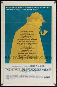 4t707 PRIVATE LIFE OF SHERLOCK HOLMES style B 1sh '71 Billy Wilder, Robert Stephens, McGinnis art!