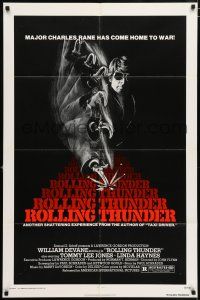 4t752 ROLLING THUNDER 1sh '77 Paul Schrader, wild image of crazed veteran with hook!