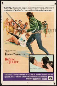 4t754 ROMEO & JULIET style B 1sh '69 Franco Zeffirelli's version of William Shakespeare's play!