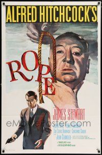 4t756 ROPE 1sh R58 cool art of James Stewart & director Alfred Hitchcock w/ murder weapon!