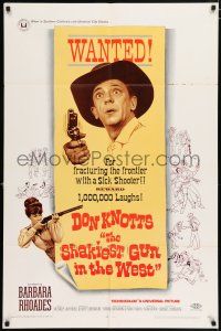 4t786 SHAKIEST GUN IN THE WEST 1sh '68 Barbara Rhoades with rifle, Don Knotts on wanted poster!