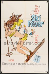 4t800 SKI FEVER 1sh '68 Curt Siodmak directed, Martin Milner, sexy art of bikini clad skier!