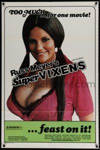 4t846 SUPER VIXENS 1sh '75 Russ Meyer, super sexy Shari Eubank is TOO MUCH for one movie!