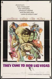 4t881 THEY CAME TO ROB LAS VEGAS 1sh '68 Gary Lockwood, cool artwork including roulette wheel!