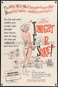 4t893 TONIGHT FOR SURE 1sh '61 Francis Ford Coppola, beautiful babes, bashful cowboys, sex!