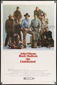 4t908 UNDEFEATED style A 1sh '69 great Civil War cast portrait with John Wayne & Rock Hudson!