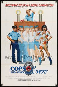 4t909 COPS & OTHER LOVERS 1sh 1982 wacky art of cross-dressing police, Harry Reems!