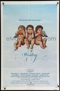 4t948 WEDDING 1sh '78 Robert Altman, artwork of cute cherubs by R. Hess!