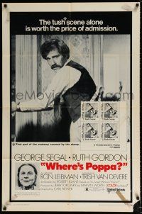 4t957 WHERE'S POPPA 1sh '70 Carl Reiner directed comedy, George Segal & Ruth Gordon!