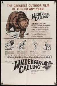 4t969 WILDERNESS CALLING 1sh '70s wonderful art of Grizzly Bear, Moose, Cougar, Caribou, Trout!