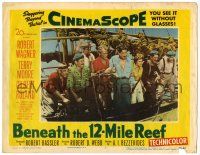 4w255 BENEATH THE 12-MILE REEF LC #7 '53 Richard Boone, Terry Moore & sailors stare at the water!