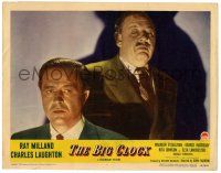 4w259 BIG CLOCK LC #1 '48 best close up of creepy Charles Laughton looking at puzzled Ray Milland!