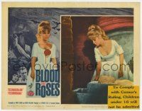 4w278 BLOOD & ROSES LC #4 '61 Roger Vadim, great close up of sexy Elsa Martinelli in low-cut dress!