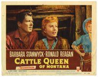 4w324 CATTLE QUEEN OF MONTANA LC #5 '54 great c/u of cowgirl Barbara Stanwyck & Ronald Reagan!