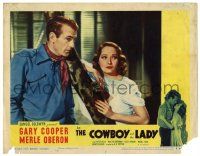 4w358 COWBOY & THE LADY LC #3 R54 c/u of Gary Cooper standing by beautiful Merle Oberon!