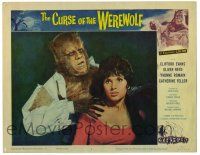 4w372 CURSE OF THE WEREWOLF LC #2 '61 wonderful c/u of monster Oliver Reed & sexy Yvonne Romain!