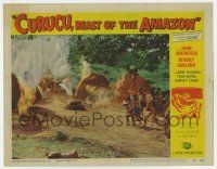 4w374 CURUCU, BEAST OF THE AMAZON LC #3 '56 Universal, natives flee fire destroying their village!