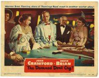 4w378 DAMNED DON'T CRY LC #6 '50 smoking Joan Crawford is not doing well gambling at roulette!