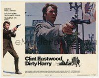 4w409 DIRTY HARRY int'l LC #5 '71 c/u of Clint Eastwood pointing gun, Don Siegel crime classic!