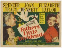 4w034 FATHER'S LITTLE DIVIDEND TC '51 art of Elizabeth Taylor, Spencer Tracy & Joan Bennett!