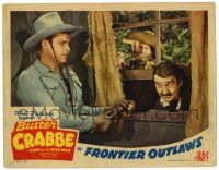 4w491 FRONTIER OUTLAWS LC '44 Buster Crabbe takes gun from Charles King as Fuzzy looks in window!
