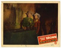 4w547 HAUNTED MINE LC '46 Johnny Mack Brown with candle & another man snooping around in cave!