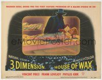 4w576 HOUSE OF WAX LC #5 '53 cool 3-D image of cloaked man unwrapping bound pretty Carolyn Jones!