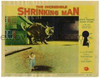 4w598 INCREDIBLE SHRINKING MAN LC #5 '57 great fx image of tiny man fleeing from giant cat!