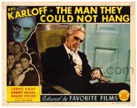4w701 MAN THEY COULD NOT HANG LC #6 R47 great c/u of mad scientist Boris Karloff injured in chair!