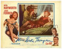 4w714 MISS SADIE THOMPSON LC '53 Aldo Ray plays harmonica for sexy Rita Hayworth, filmed in Hawaii