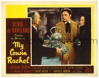 4w732 MY COUSIN RACHEL LC #5 '53 pretty Olivia de Havilland & Richard Burton served tea!
