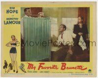4w734 MY FAVORITE BRUNETTE LC #6 '47 smoking Bob Hope & Lamour look at Lon Chaney behind curtain!