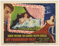 4w737 MY FORBIDDEN PAST LC #4 '51 Ava Gardner in bed, the kind of girl that made New Orleans famous