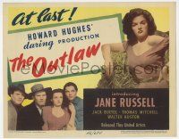 4w097 OUTLAW TC '46 close up of sexy Jane Russell sitting in hay, Howard Hughes