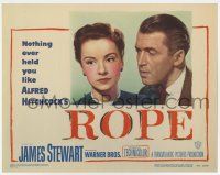 4w821 ROPE LC #5 '48 Alfred Hitchcock directed, close-up of James Stewart & Joan Chandler!