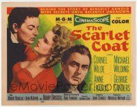4w123 SCARLET COAT TC '55 romantic art of Cornel Wilde & Anne Francis, John Sturges directed!