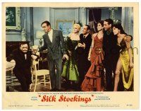 4w851 SILK STOCKINGS LC #3 '57 Astaire holds knife in Russian Peter Lorre's mouth as crowd watches!
