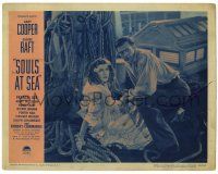 4w872 SOULS AT SEA LC #8 R43 Gary Cooper helps pretty Frances Dee sitting on rope on ship's deck!