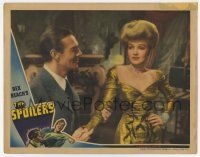 4w878 SPOILERS LC '42 Randolph Scott holding the hand of Marlene Dietrich in wild gold gown!