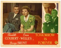 4w932 TOMORROW IS FOREVER LC '45 George Brent stares at bewildered & shocked Claudette Colbert!