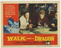 4w962 WALK LIKE A DRAGON LC #6 '60 c/u of Jack Lord gambling with beautiful lady at table!