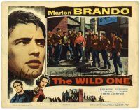 4w978 WILD ONE LC '53 biker Marlon Brando & gang stare at sexy Yvonne Doughty as Britches!