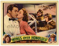 4w981 WINGS OVER HONOLULU LC '37 Ray Milland in airplane & in tuxedo kissed by Wendy Barrie!