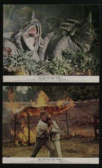 4x079 LAND THAT TIME FORGOT 2 color English FOH LCs '75 Edgar Rice Burroughs, dinosaur image & fire