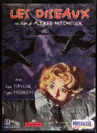4y462 BIRDS French 1p R99 Alfred Hitchcock, classic image of Tippi Hedren being attacked!