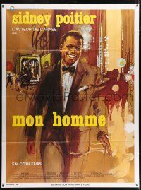 4y655 FOR LOVE OF IVY French 1p '68 art of Sidney Poitier by Bob Peak & Roger Boumendil!